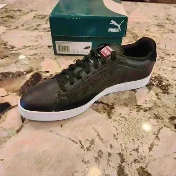 Puma Women's Match Lo Basic Sports Black Leather Sneaker Tennis Shoe - Picture 3 of 10